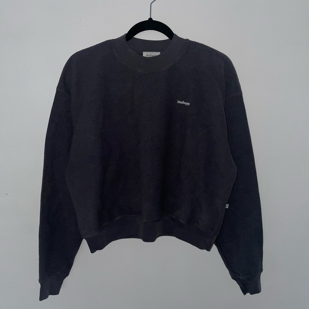 Mad happy black reverse crewneck
